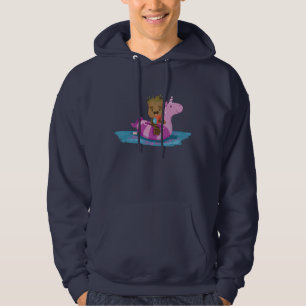 Groot Swimming on a Pool Float Hoodie