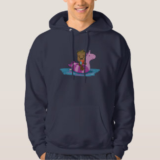 Groot Swimming on a Pool Float Hoodie