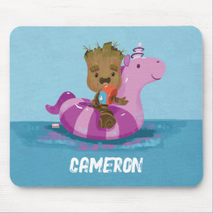 Groot Swimming on a Pool Float Mouse Pad