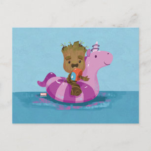 Groot Swimming on a Pool Float Postcard