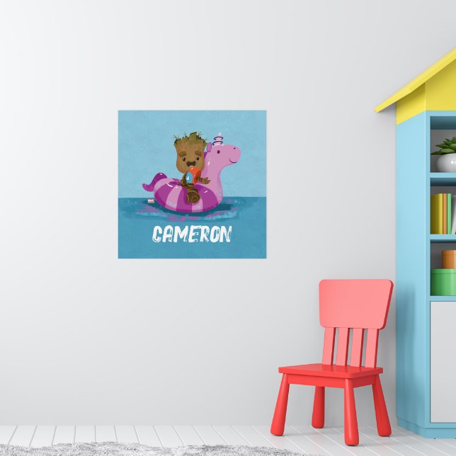 Groot Swimming on a Pool Float Poster (Nursery 1)