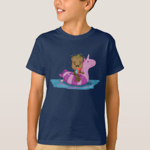 Groot Swimming on a Pool Float T-Shirt