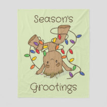 Groot Tangled in Holiday Lights Fleece Blanket