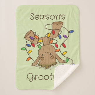 Groot Tangled in Holiday Lights Sherpa Blanket