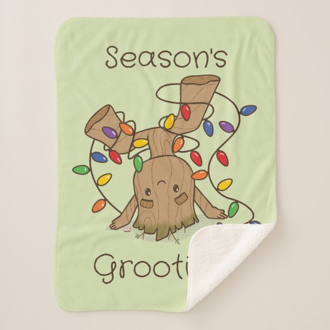 Groot Tangled in Holiday Lights Sherpa Blanket (Front)