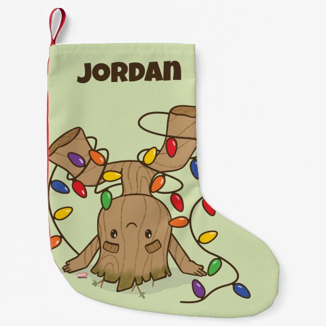 Groot Tangled in Holiday Lights Small Christmas Stocking (Front)