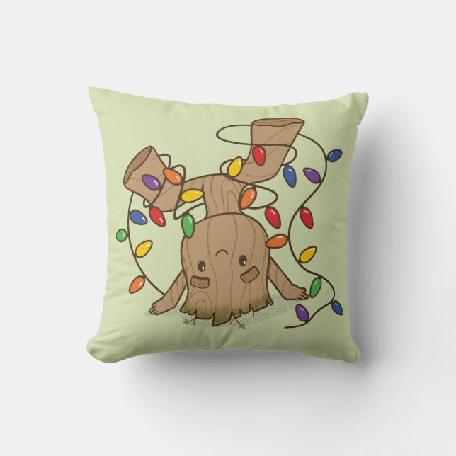 Groot Tangled in Holiday Lights Throw Pillow (Front)
