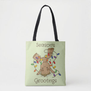 Groot Tangled in Holiday Lights Tote Bag