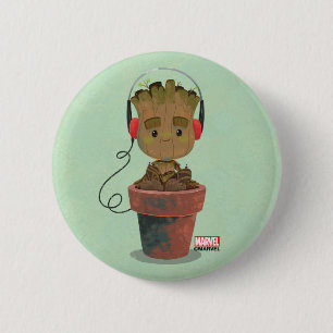 Groot Wearing Headphones Button
