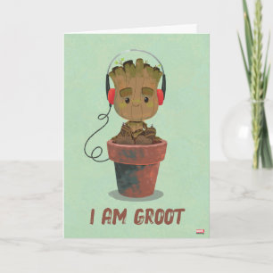 Groot Wearing Headphones Card