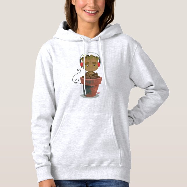 Groot Wearing Headphones Hoodie (Front)