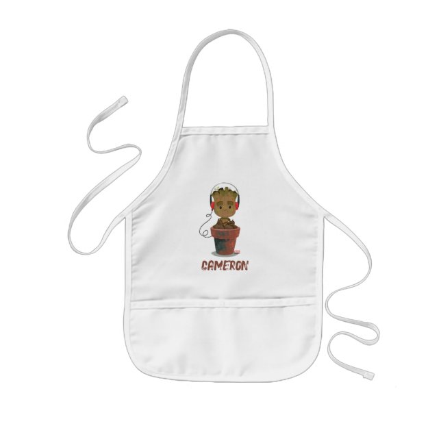 Groot Wearing Headphones Kids' Apron (Front)