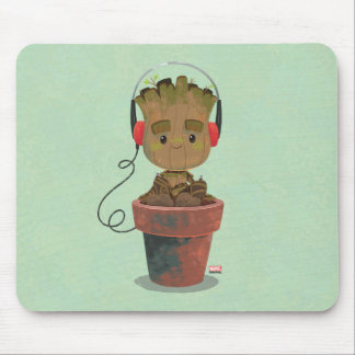 Groot Wearing Headphones Mouse Pad