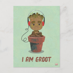 Groot Wearing Headphones Postcard