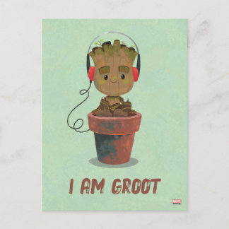 Groot Wearing Headphones Postcard