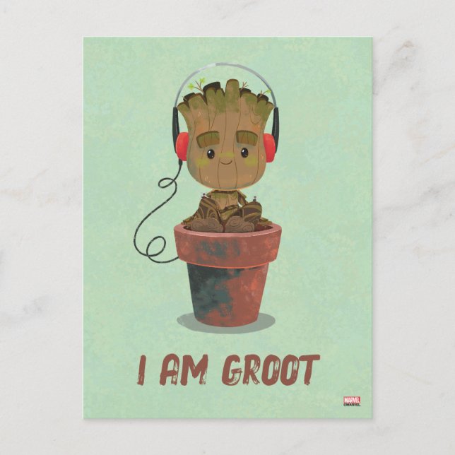 Groot Wearing Headphones Postcard (Front)