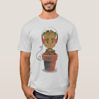 Groot Wearing Headphones T-Shirt