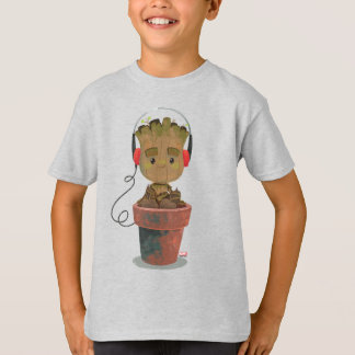 Groot Wearing Headphones T-Shirt