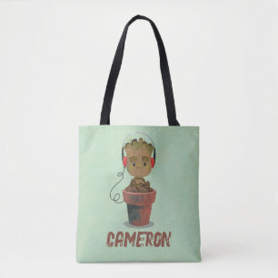 Groot Wearing Headphones Tote Bag