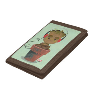 Groot Wearing Headphones Tri-fold Wallet