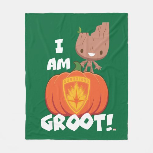 Groot With Guardians of the Galaxy Jack_o_Lantern Fleece Blanket