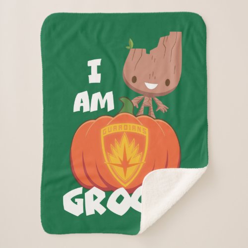 Groot With Guardians of the Galaxy Jack_o_Lantern Sherpa Blanket