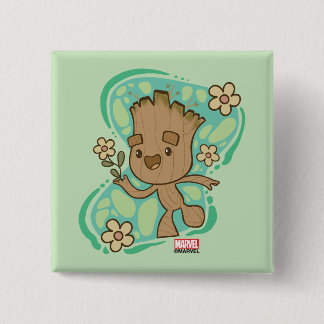 Groot with Yellow Flowers Button
