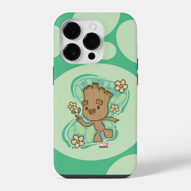 Groot with Yellow Flowers Iphone Case (Back)