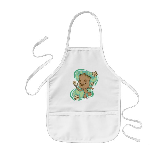 Groot with Yellow Flowers Kids' Apron (Front)