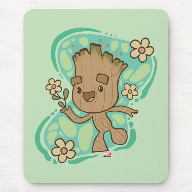 Groot with Yellow Flowers Mouse Pad (Front)