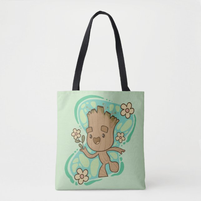 Groot with Yellow Flowers Tote Bag (Front)