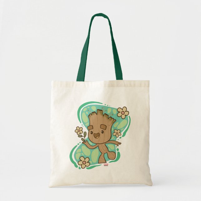 Groot with Yellow Flowers Tote Bag (Front)