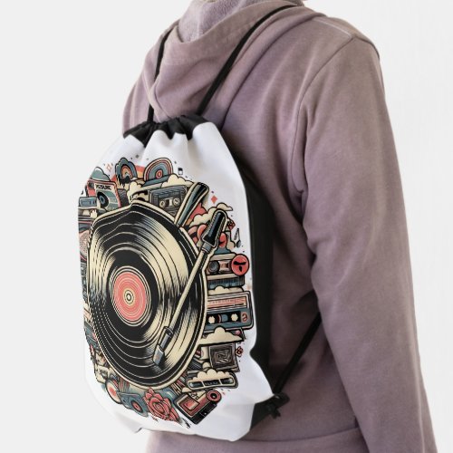 Groove Back in Time  Drawstring Bag