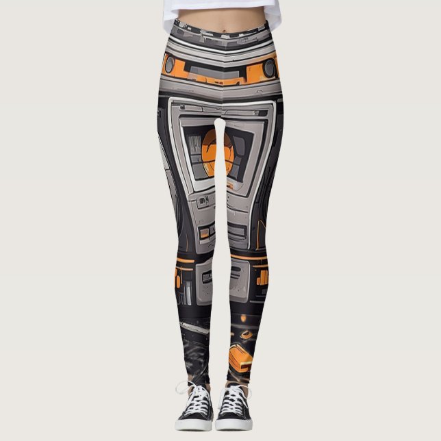 Groove in Style: Retro Boombox Leggings (Front)