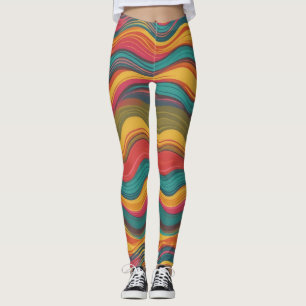 Groove Waves 70s Psychedelic Line Pattern Leggings