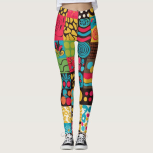 Groove Waves 70s Psychedelic Line Pattern Leggings