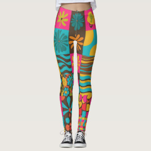 Groove Waves 70s Psychedelic Line Pattern Leggings