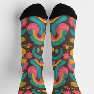 Groove Waves 70s Psychedelic Line Pattern Socks