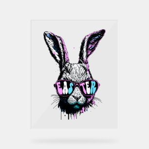 Groovi Rabbit Bunny Face With Sunglasses Easter Acrylic Sign
