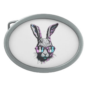 Groovi Rabbit Bunny Face With Sunglasses Easter Belt Buckle