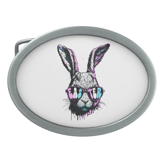 Groovi Rabbit Bunny Face With Sunglasses Easter Belt Buckle (Front)