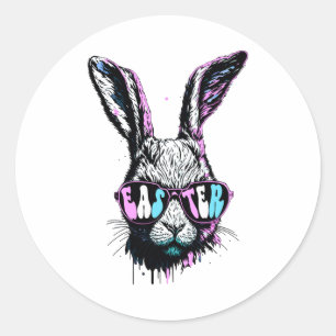 Groovi Rabbit Bunny Face With Sunglasses Easter Classic Round Sticker