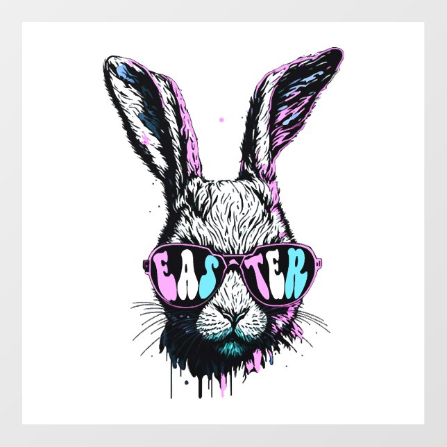 Groovi Rabbit Bunny Face With Sunglasses Easter Floor Decals (Front)