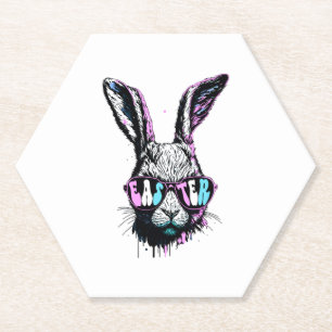 Groovi Rabbit Bunny Face With Sunglasses Easter Paper Coaster