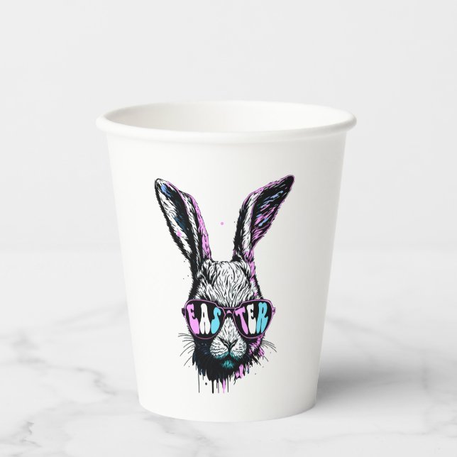 Groovi Rabbit Bunny Face With Sunglasses Easter Paper Cups (Front)