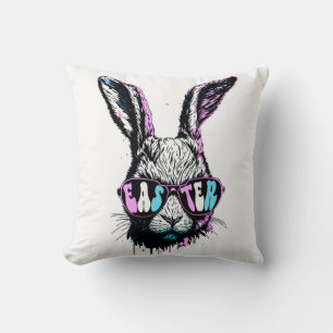 Groovi Rabbit Bunny Face With Sunglasses Easter Throw Pillow