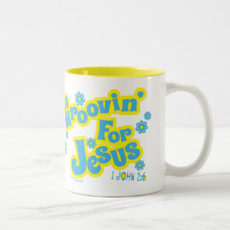 Groovin' For Jesus Retro Style Christian Two-Tone Coffee Mug