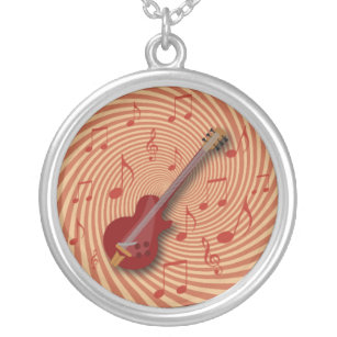 Groovin Guitar Silver Plated Necklace