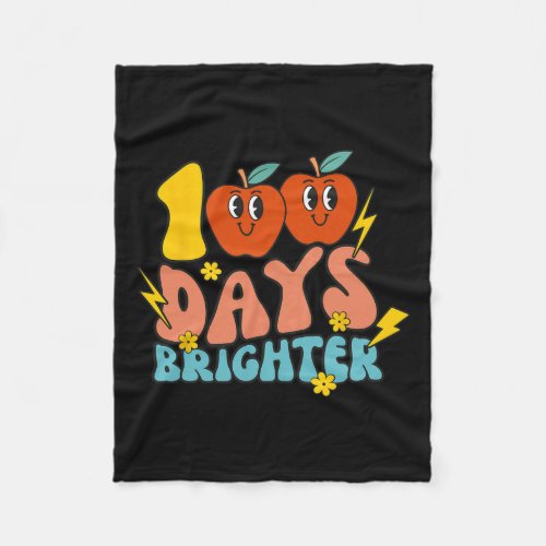 Groovy 100 Days Brighter Student 100th Day Of Scho Fleece Blanket