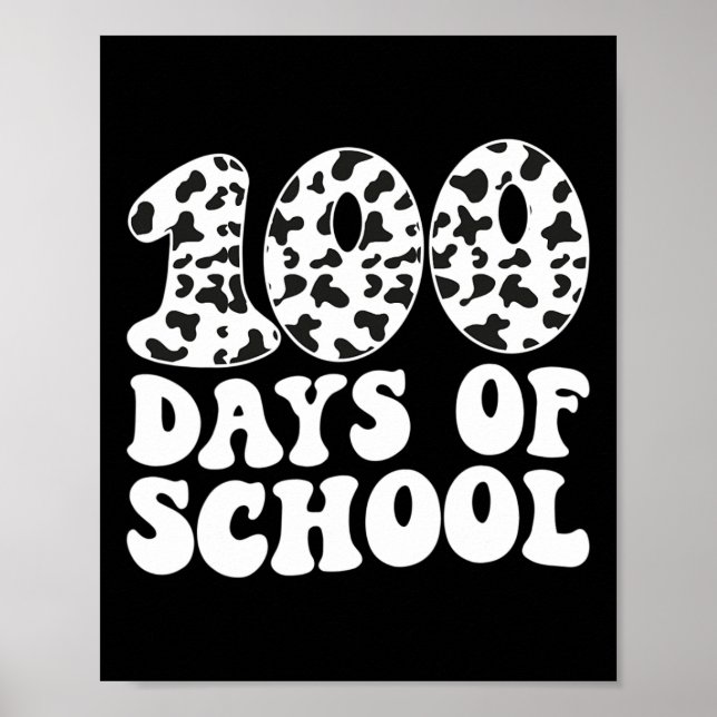 Groovy 100 Days Of School Cow Print 100th Day Scho (Front)